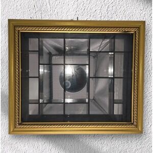 Vintage‎ Gold leaf Wall-Mounted Shadow Box Display Glass Cabinet W/ Compartments